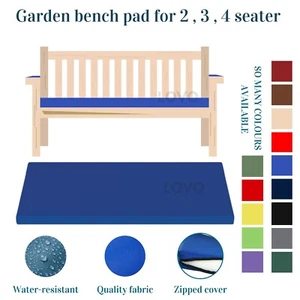 Outdoor Garden Bench Seat Cushion Pad 2 3 4 Seater, water-resistant, thick cover - Picture 1 of 30