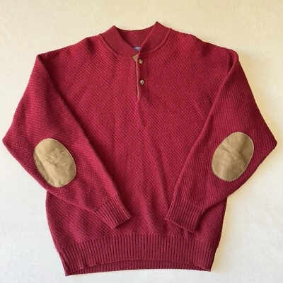 Vintage 80s -- PENDLETON -- 100% WOOL -- Elbow Patch Maroon Sweater - Size L - Image 1 of 4