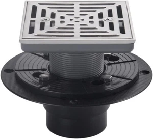 4-1/4"Square Brushed Nickel Shower Drain,Base with Adjustable Drain Flange Kit P - Picture 1 of 8