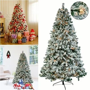 6 FT Prelit Snow Flocked Artificial Christmas Tree Holiday Decor w/ 550 Lights - Picture 1 of 10