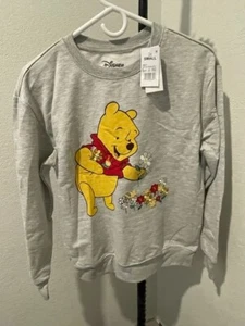 Disney Winnie The Pooh Picking Flowers Embroidered Crewneck -Size: S - Picture 1 of 3