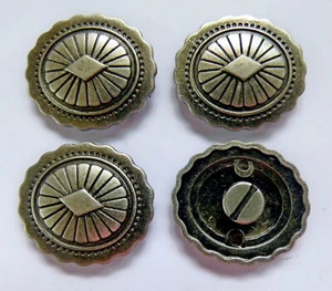 SET á 4 Stück Conchos Concha 30 x 27 mm Indianer Biker Western zum Schrauben - Bild 1 von 1