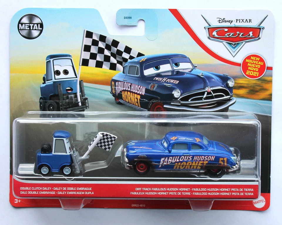 CARS 3 - DOUBLE CLUTCH DALEY & DIRT TRACK HUDSON HORNET- Mattel Disney Pixar - Immagine 1 di 1