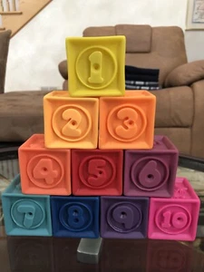 B Surprised B You Soft Squeezable Building Blocks - Set of 10 w/ Carrying Case - Picture 1 of 2