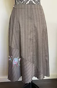 Minihaha Brown A-Line Skirt with Felt Flowers, Leaves and Ribbon - Size 14 - Picture 1 of 11