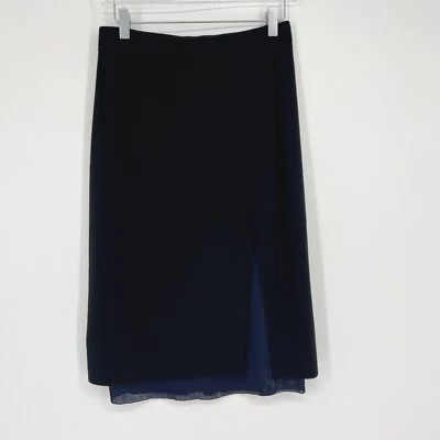 Rag & Bone Skirt Women's S Knit Straight Layered Wool Blend Black Blue Career - Image 1 of 4