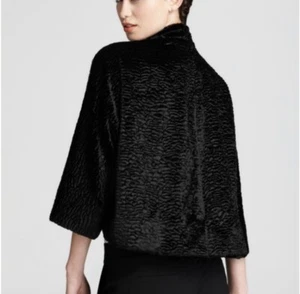 Tahari Women’s Plus Adriella Black Cropped Faux Fur Jacket Pleat Coat 1X - Picture 1 of 13