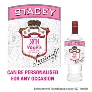 ETICHETTA BOTTIGLIA VODKA ROSA NUOVA PERSONALIZZATA COMPLEANNO GALLINA NATALE NOVITÀ 046 - Foto 1 di 6
