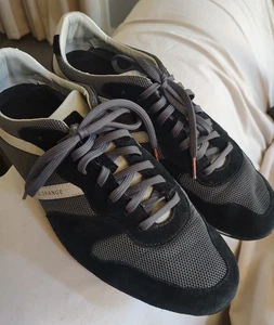 HUGO ORANGE MENS BLACK SUEDE GRAY MESH LACE UP SHOES, SIZE 43, 9M - Picture 1 of 7