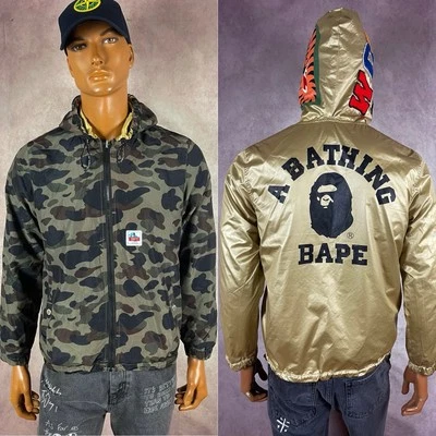 Vintage A Bathing Ape Bape x OvO Reversible Camo Gold Jacket Hoodie Mens Size L - Image 1 of 4
