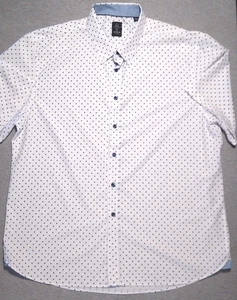 Michael Strahan Modern Fit Men’s Button Down XXL White Blue Dots Polyester Blend - Picture 1 of 6