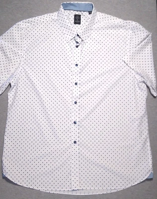 Michael Strahan Modern Fit Men’s Button Down XXL White Blue Dots Polyester Blend - Image 1 of 4