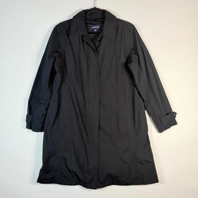 Gabardina impermeable Lands' End para mujer pequeña 6 8 negra con botones delanteros Foto 1 de 4