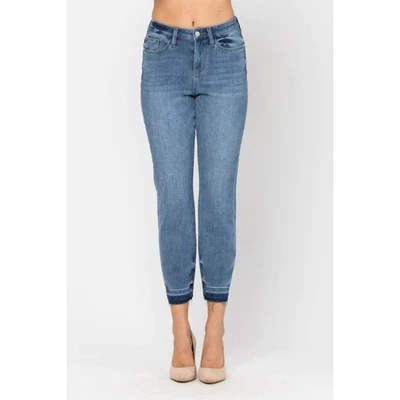 NEW Judy Blue Womens size 24W Thermadenim Undone Hem Boyfriend High Waist Jeans - Image 1 of 4