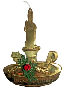 Vintage Brass Candle Christmas Ornament Dept. 56  Dickens Village Hong Kong - Picture 1 of 3