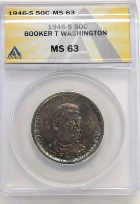 1946 S- 50c Silver Booker T Washington Half-dollar  ANACS MS 64 #Z188 - Image 1 of 2
