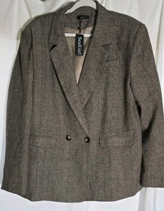 Sealgirl Womens Brown Black Double Breasted Blazer Tweed Size XL - Picture 1 of 6