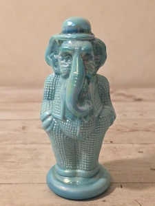 Vidrio artístico vintage Summit Russ Vogelsong Elephant Timmy #5 turquesa carnaval - Imagen 1 de 7