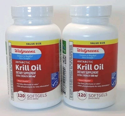 X2 Walgreens Extra Strength ANTARCTIC KRILL OIL 500 mg 240ct. SOFTGELS 12/2025 - Image 1 of 4