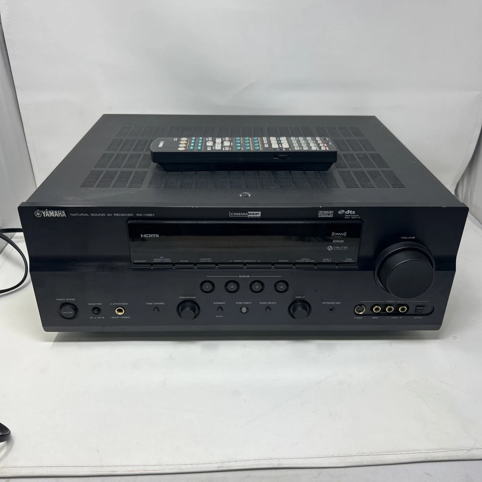 Yamaha Rx-V661 Natural Sound Black 7.1 Channel AV Receiver 380 W/ Remote Bundle - Image 1 of 4