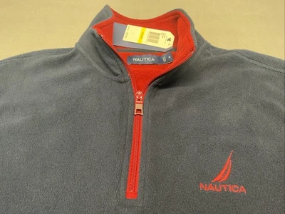 NWT Nautica Shirt Men’s M Blue Fleece 1/4 Zip Pullover Long Sleeve NWT - Image 1 of 4
