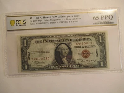 1935 A US $1 Silver Certificate, Hawaii, PCGS 65 PPQ Gem Unc. - Image 1 of 4