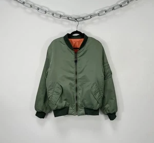 Vintage MA-1 Olive Green USAF Reversible Military Flight Bomber Jacket M - Picture 1 of 20