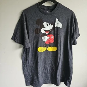 Disney Mickey Mouse Gray Distressed Print Size XL Short Sleeve Shirt - Picture 1 of 7