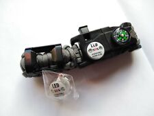 Paracord Tactical Survival Bracelet Compass Flint Fire Starter Camping Gear LED