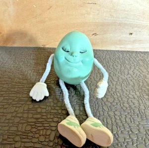Anthropomorphic Ceramic Green Egg Shelf Sitter Figure, Pipe Cleaner Arms/Legs - Picture 1 of 7