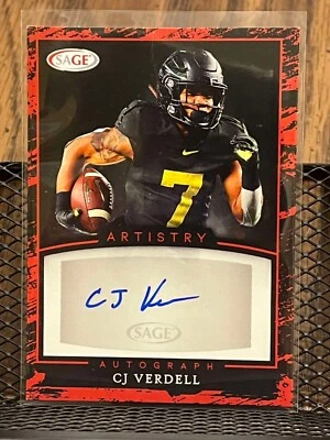 CJ VERDELL 2022 SAGE "ARTISTRY" AUTHENTIC AUTOGRAPH RED AUTO ROOKIE OREGON DUCKS - Image 1 of 2