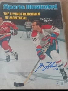 Guy Lafleur February 7, 1977 Signed Sports Illustrated. Beckett authenticated - Picture 1 of 2