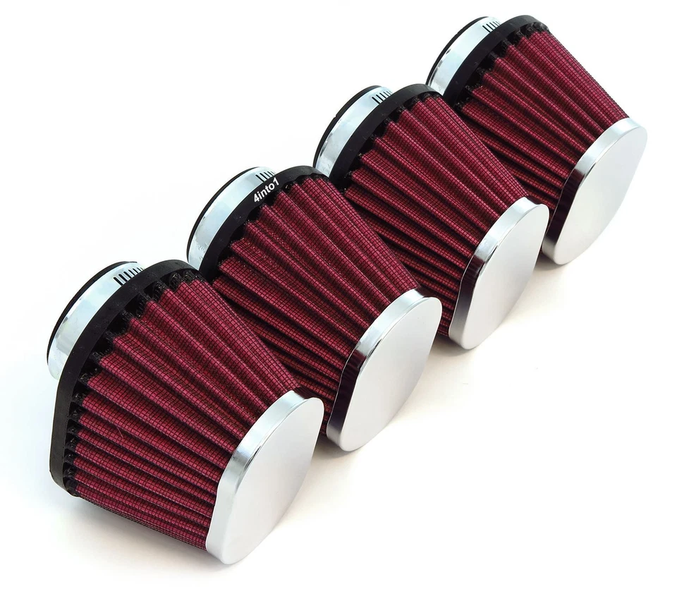 Set of 4 Chrome Performance Oval Pod Filters - 39mm - Honda CB750 Kawasaki Kz400 - Image 1 of 4