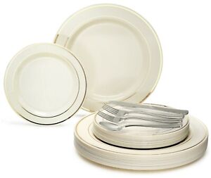 " OCCASIONS " Wedding Disposable Plastic Party Plates & Silverware set Combo