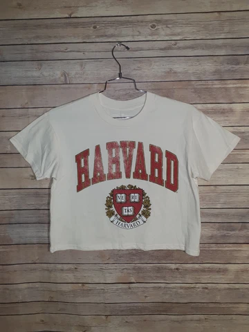 Harvard University Crimson Law School Womens Large T Shirt Cropped Top Tee NEW Cover