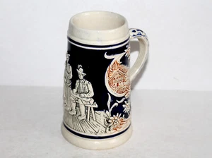 JOLIE ANCIEN CHOPE BIERE ALSACE ALLEMANDE GRES EMAILLÉ HOMME TANNEUR FEMME, 25cl - Picture 1 of 7