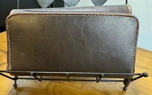Zip-Around Lightly Distressed PVC Leather ORGANIZER & CHECK CLUTCH WALLET - NWT - Picture 1 of 15