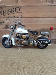 Retro Style Tin Metal Decorative American Police Motorcycle motorbike Model - Picture 1 of 17