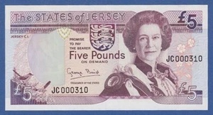 JERSEY -- 5 POUNDS ND ( 1993 ) -- SC- / aUNC -- LOW # -- PICK 21a . - Picture 1 of 2