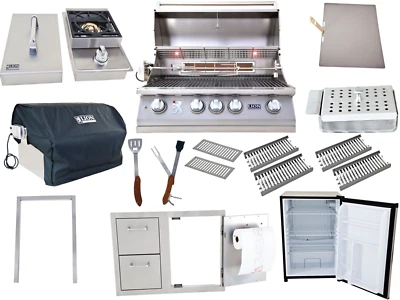Lion Grill Package 32" Grill, Side Burner, Mini Fridge + Storage Door/Drawers! - Image 1 of 4