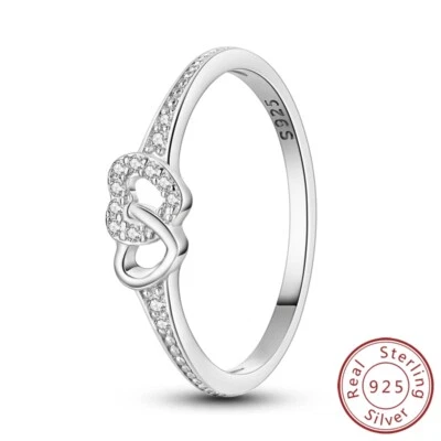 MULA S925 Sterling Silver Finger Ring AAA CZ Entangled Love For Women Jewelry - Image 1 of 4