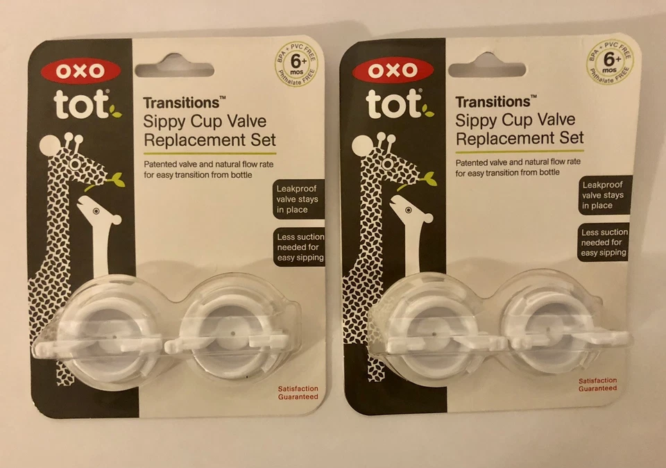 OXO Tot Transitions 2 Packs (4) Sippy Cup Valve Replacement BPA/PVC