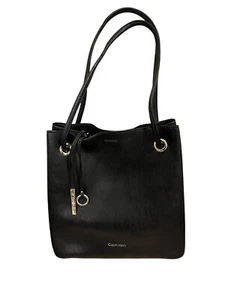 Calvin Klein Black Tote Bag With Gold Tone Hanging Charms - Excellent - Picture 1 of 5