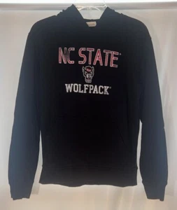 Wes and Willy Boy's (M) NC State Wolfpack Black Distressed Logo Hoodie Pullover - Picture 1 of 6