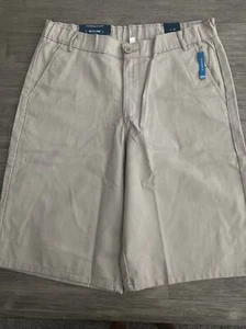 NEW NAUTICA Boys School Uniform Shorts Sz 20 Husky Khaki Flat Front Adjustable - Picture 1 of 6