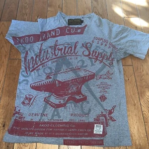 AKOO graphic tee shirt mens size Large.  Industrial Supply With Anvil Logo. - Picture 1 of 5