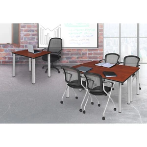 Kee 42" Square Breakroom Table- Cherry/ Chrome - Picture 1 of 1