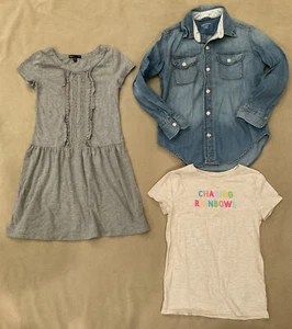 Gap 8 girls lot shirt denim chambray dress Chasing Rianbows - Picture 1 of 6