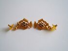 Gold-Plated Stud Earrings Fish Pendant With Blue Ball 11,1G/3,7 X 2,0Cm