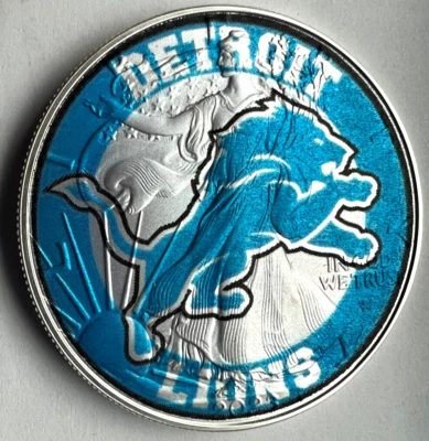 Detroit Lions - American Silver Eagle 1oz .999 Limited Ed Silver Dollar Coin - Image 1 of 4